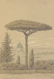 Villa Prints: View from the Villa Melin near Rome, 1853. Creator: Monogrammist FWL