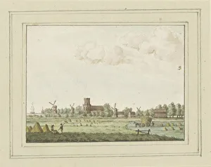 Windmills Prints: View of the village of Aartswoud, c. 1752. Creator: Anon