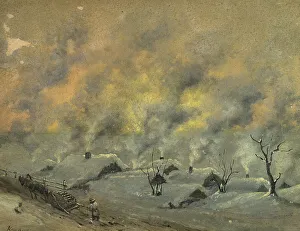 Air Pollution Prints: View of a Village in the Barabinsk Steppe in Winter