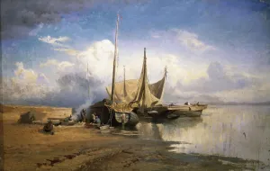 Images Dated 5th June 2013: View of the Volga. Boats, 1870. Artist: Vasilyev, Fyodor Alexandrovich (1850-1873)