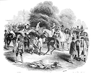 Sportsmen Prints: View of the Warren, Derby Day, Epsom Races, 1844. Creator: Unknown