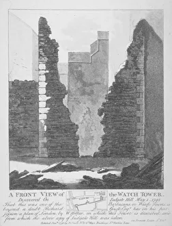John Thomas Prints: Front view of the watch tower on Ludgate Hill, City of London, 1793