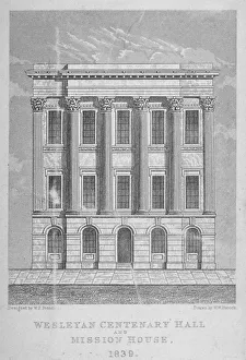 Methodist Collection: View of the Wesleyan Centenary Hall and Mission House, Bishopsgate, City of London, 1839
