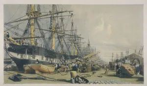Parrott Prints: View of West India Docks from the south east, 1840. Artist: William Parrott