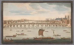 Cargo Boat Prints: View of Westminster Bridge over the River Thames in London
