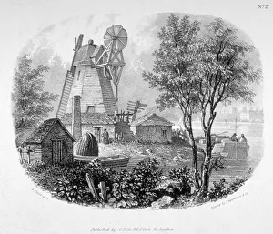 View of a windmill and the River Thames, Battersea, London, 1830