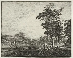 Roelant Roghman Prints: Six view in the wood of the Hague: Peasant Seen from the Back