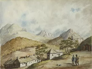 Caucasian Mountains Gallery: View of Zheleznovodsk, 1842. Artist: Anonymous