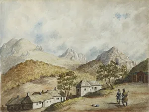 Caucasian Mountains Gallery: View of Zheleznovodsk, 1842. Artist: Anonymous