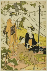 Viewing Cherry Blossoms at Goten Hill, c. 1787. Creator: Hosoda Eishi