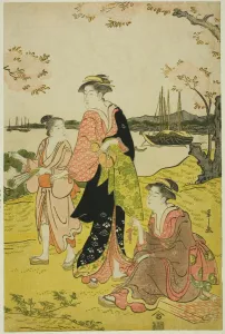 Viewing Cherry Blossoms at Goten Hill, c. 1787. Creator: Hosoda Eishi