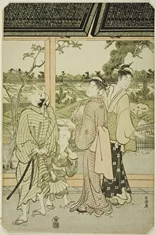 Day Trip Gallery: Viewing Votive Plaques at Mukojima, Japan, c. 1785 / 89. Creator: Kubo Shunman