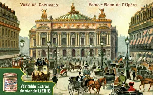 Tinned Meat Prints: Views of Capitals: Place de l Opera, Paris, c1900
