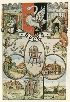 Swan Prints: Views and crafts of Buckinghamshire, Womens Institute banner design, 1937, (1943)