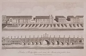 Birrell Gallery: Two Views of London Bridge (old), London, 1805. Artist: A Birrell