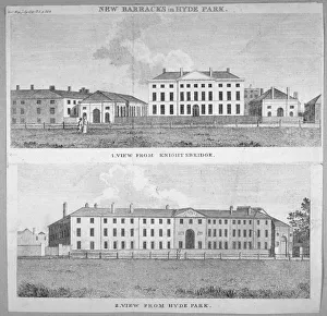 Knightsbridge Prints: Two views of the new barracks in Hyde Park, London, 1797. Artist