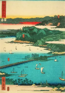 Connection Prints: Eight Views of Omi: Miidera, Ishiyama, Seta (image 2 of 3), 1856. Creator: Ando Hiroshige