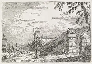Antonio Canaletto Italian Collection: Views: Two Ruined Pillars, 1735-1746. Creator: Antonio Canaletto (Italian, 1697-1768)