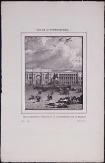 Views of Saint Petersburg. The equestrian statue of Peter the Great on Senate Square, 1833. Artist: Sadovnikov, Vasily Semyonovich (1800-1879)