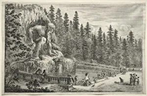 Stefano Della Bella Italian Prints: Views of the Villa of Pratolino: Colossal Statue of the Apennines