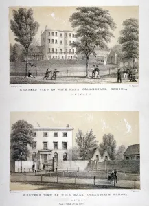 Tj Rawlins Prints: Two views of Wick Hall Collegiate School, Hackney, London, c1830