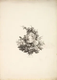 Auguste De Saint Aubin Prints: Vignette with the Head of Bacchus on a Cornelian, Tome I, Page 242, from Description de