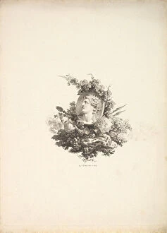 Auguste De Saint Aubin Gallery: Vignette with the Head of Bacchus on a Cornelian, Tome I, Page 242, from Description de