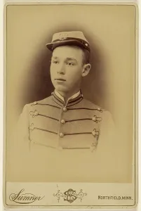 Vignette portrait of a young soldier, 1870s. Creator: Ira E Sumner