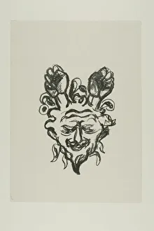 Half Man Prints: Vignette: Satyr's Head, 1908/09. Creator: Edvard Munch