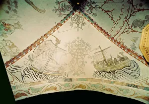 Norse Prints: Viking ship with dragon prow, 14th century