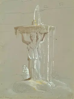 Water Fountain Prints: Villa Borghese - Fountain, 1824. Creator: James William Giles