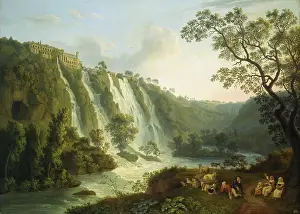 Sitting On Ground Prints: Villa of Maecenas and the Waterfalls at Tivoli, 1783. Creator: Jacob Philip Hackert