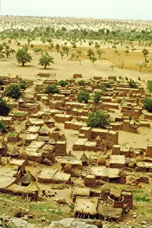 Mud Brick Prints: Village from the Bandiagara Escarpment, Pays Dogon, Mali, 1990. Creator: Amanda Waite