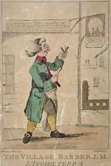 Bunbury Collection: The village barber, 1772. Artist: James Bretherton