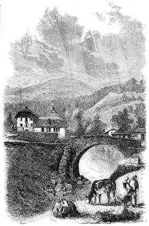 Savoy Prints: The Village and Bridge of Sallenches, Savoy, 1860. Creator: Jean Adolphe Beauce