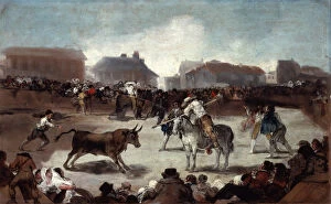 Contending Gallery: A Village Bullfight, c1812-1814. Artist: Francisco Goya