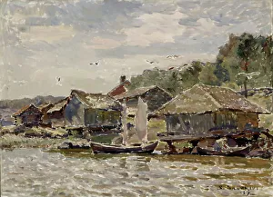 Salokivi Santeri Prints: Village on the coast, 1937. Creator: Santeri Salokivi