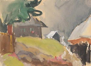 1940 Prints: Village cottages, 1940/1944. Creator: Jan Novak