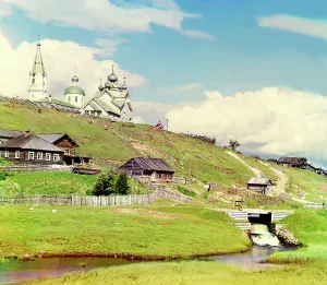 Domes Prints: Village of Deviatiny and the Saint Boris dam [Russian Empire]