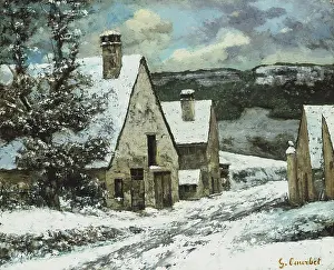 Wayside Prints: Village Edge in Winter, c1868. Creator: Gustave Courbet