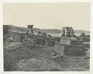 Maxime Du Camp Gallery: Village et Temple de l Ile de Beghe, al Ouest de Philoe;Nubie, 1849 / 51