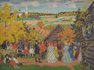 Kustodiev Gallery: Village festival, 1924. Artist: Kustodiev, Boris Michaylovich (1878-1927)