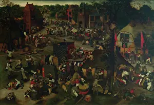 Country Landscape Prints: Village Festival with a Theatrical Performance and a Procession