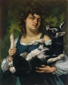 Gustave 1819 1877 Prints: The Village Girl with a Goatling (La villageoise au chevreau), 1860