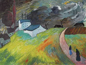Von 1860 1938 Prints: Village landscape with two women returning home
