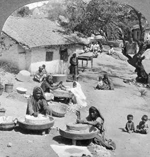 Grinding Wheel Prints: Village life, India, 1900s. Artist: Underwood & Underwood