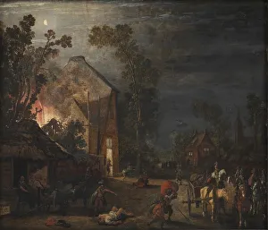 Criminals Prints: A Village Looted at Night, 1620. Creator: Esaias van de Velde