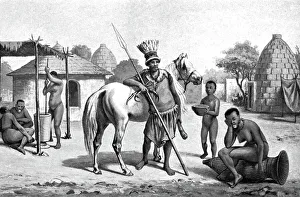 Huts Prints: Un village mongo; L'Ouest Africain, 1914. Creator: Johann Martin Bernatz