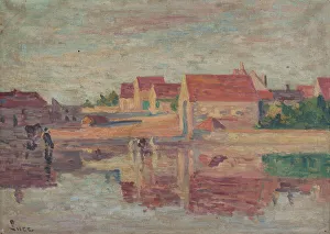 Neo Impressionist Prints: Village by a river. Creator: Maximilien Luce