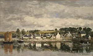 Boudin Collection: Village by a River, probably 1867. Creator: Eugene Louis Boudin